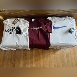 NWT 3 Mens Tshirts Nike Champion The North Face Medium White Black Blue Maroon